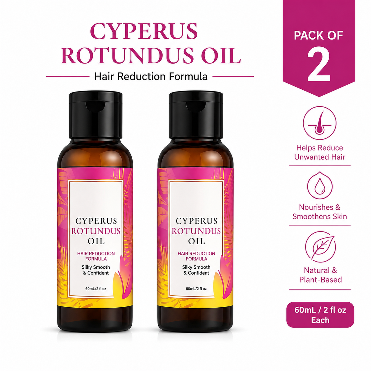 Hair grooming oil pack of two bottles front view