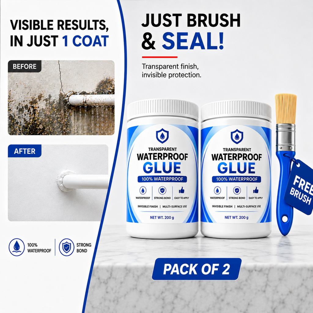 Transparent waterproof glue pack of 2 with brush front view