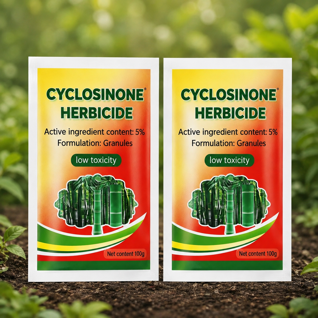 Herbicide granules and growth supplement pack front view