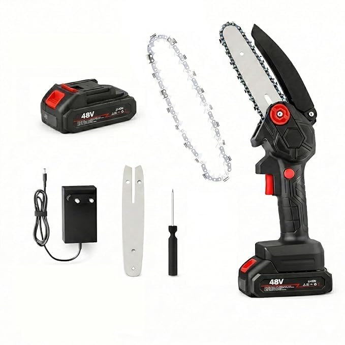 Rechargeable mini chainsaw front view