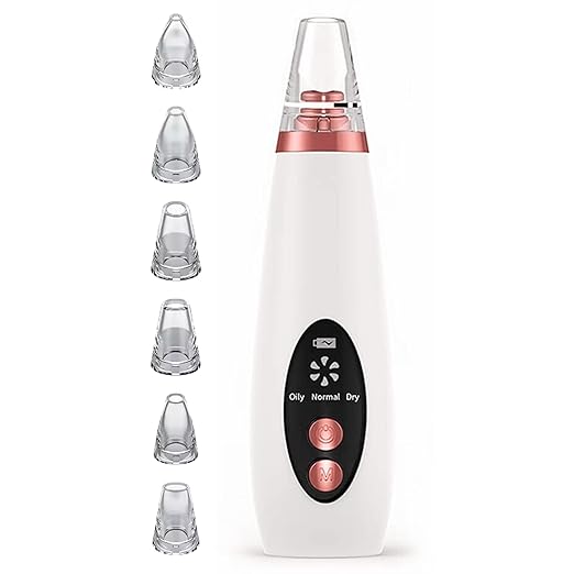 Blackhead remover suction tool front view with six heads