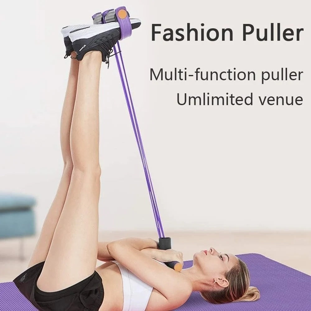 Foam foot pedal with attached resistance tubes