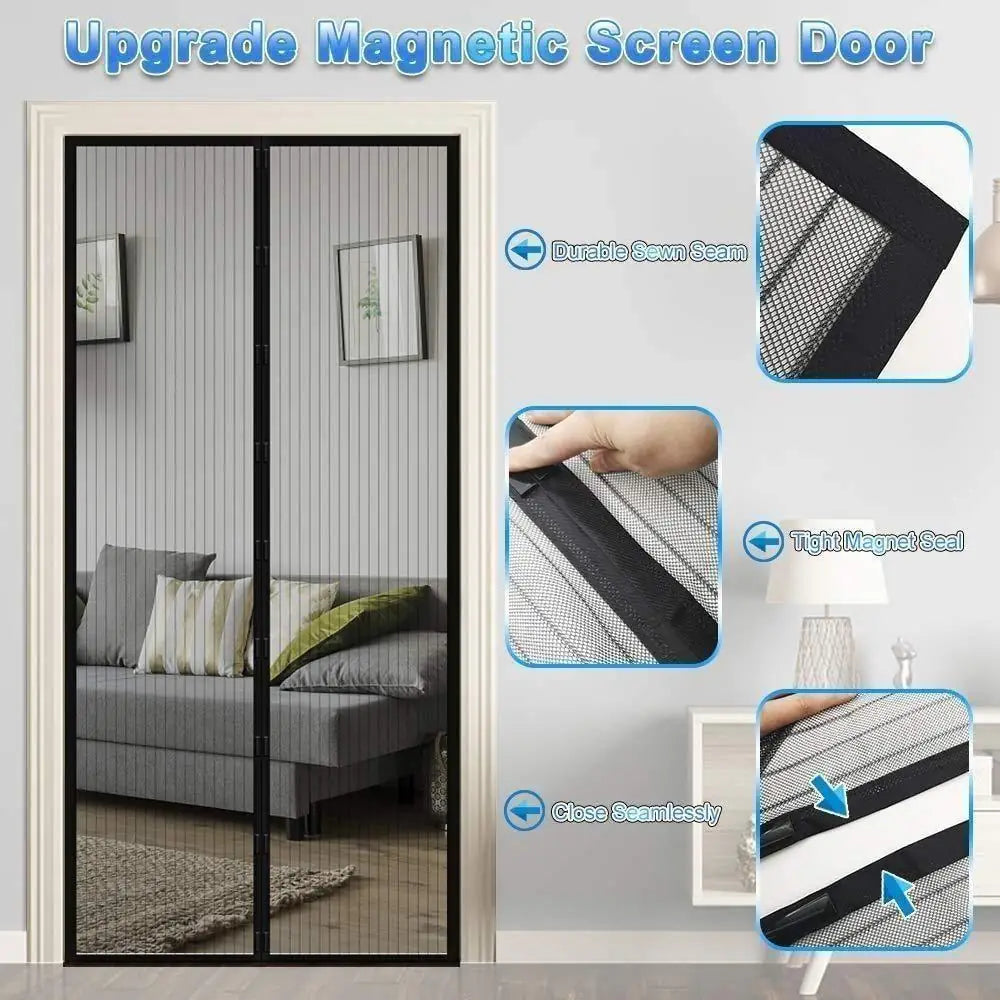 Foldable mosquito door net packed for storage