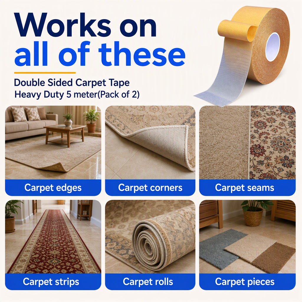 Double Sided Carpet Tape Heavy Duty 5 meter(Pack of 2) – places