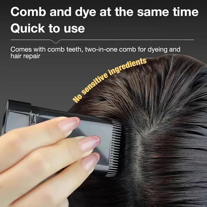 Black hair color stick applied on selected hair strands