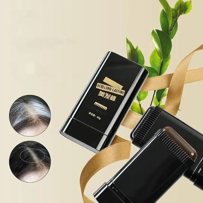 Hair dye stick with built-in comb side shown