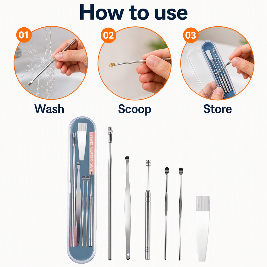Ear Wax Cleaner, Ear Pick Earwax Removal Kit, Ear Cleaning Tool Set, Ear Curette Ear Wax Remover Tool with a Storage Box