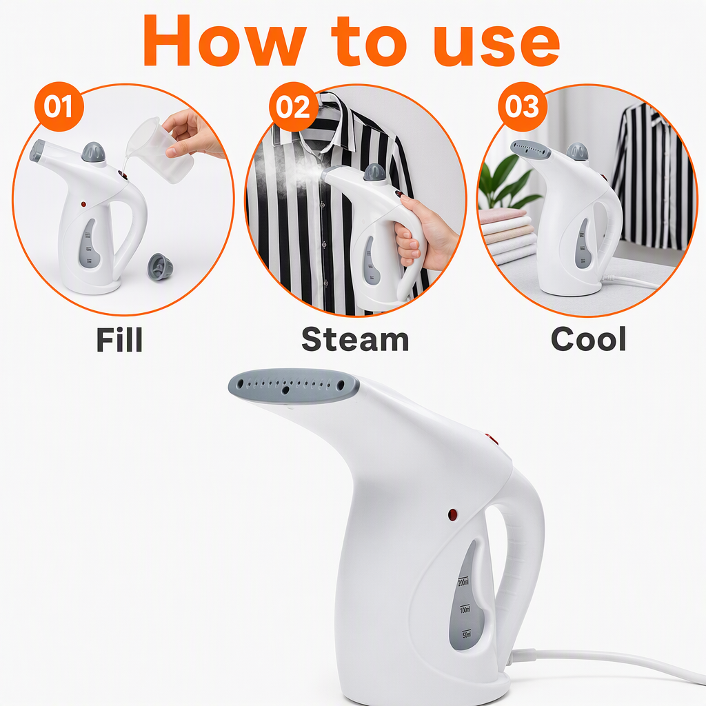 Handheld Garment Steamer Iron Fast Heat-up Portable Family Fabric Steam – steps