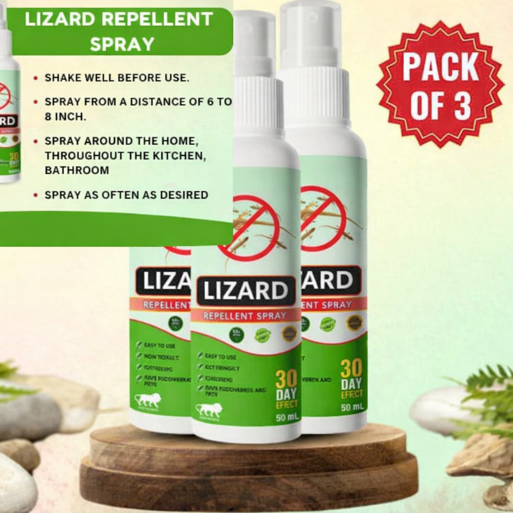 Compact lizard repellent spray bottle size in hand