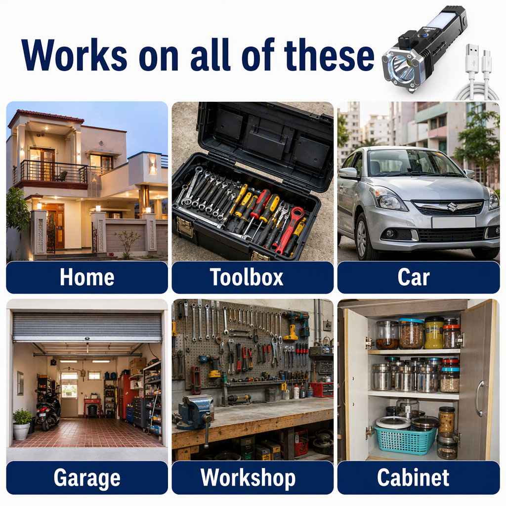 Multifunctional Work Portable Hammer LED Flashlight – places
