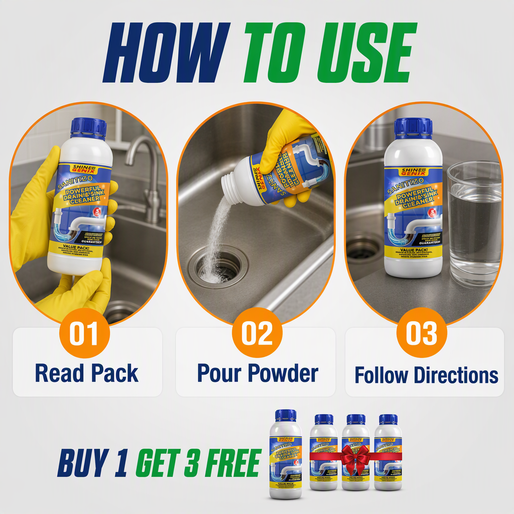Sanitizo Drain Cleaner Powder Powerful Drain & Sink Cleaner Drainage Block Remover Toilet Cleaner Sink Cleaner Powder Un