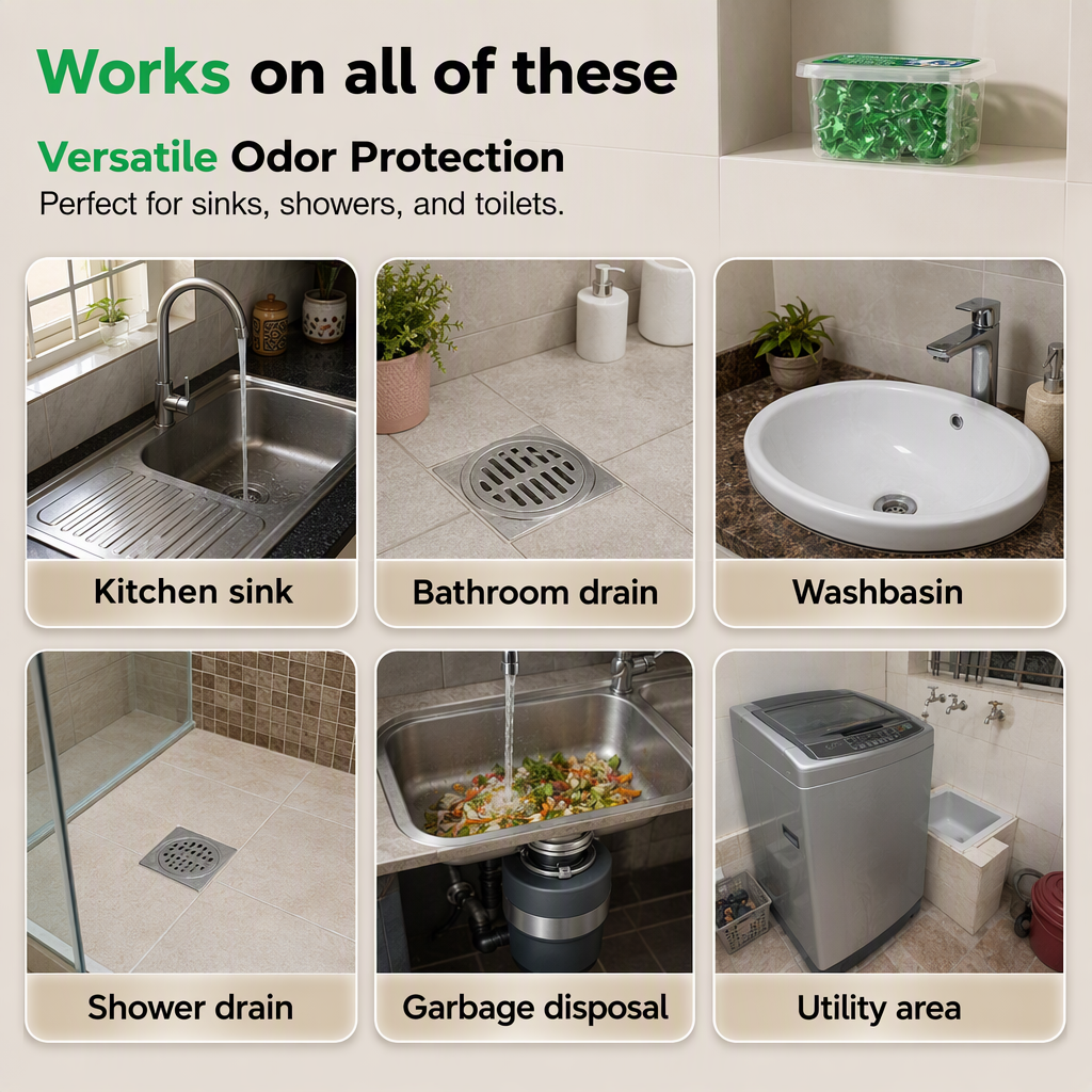 Sink deodorizer pods for kitchen and bathroom Drain 30 pods – places