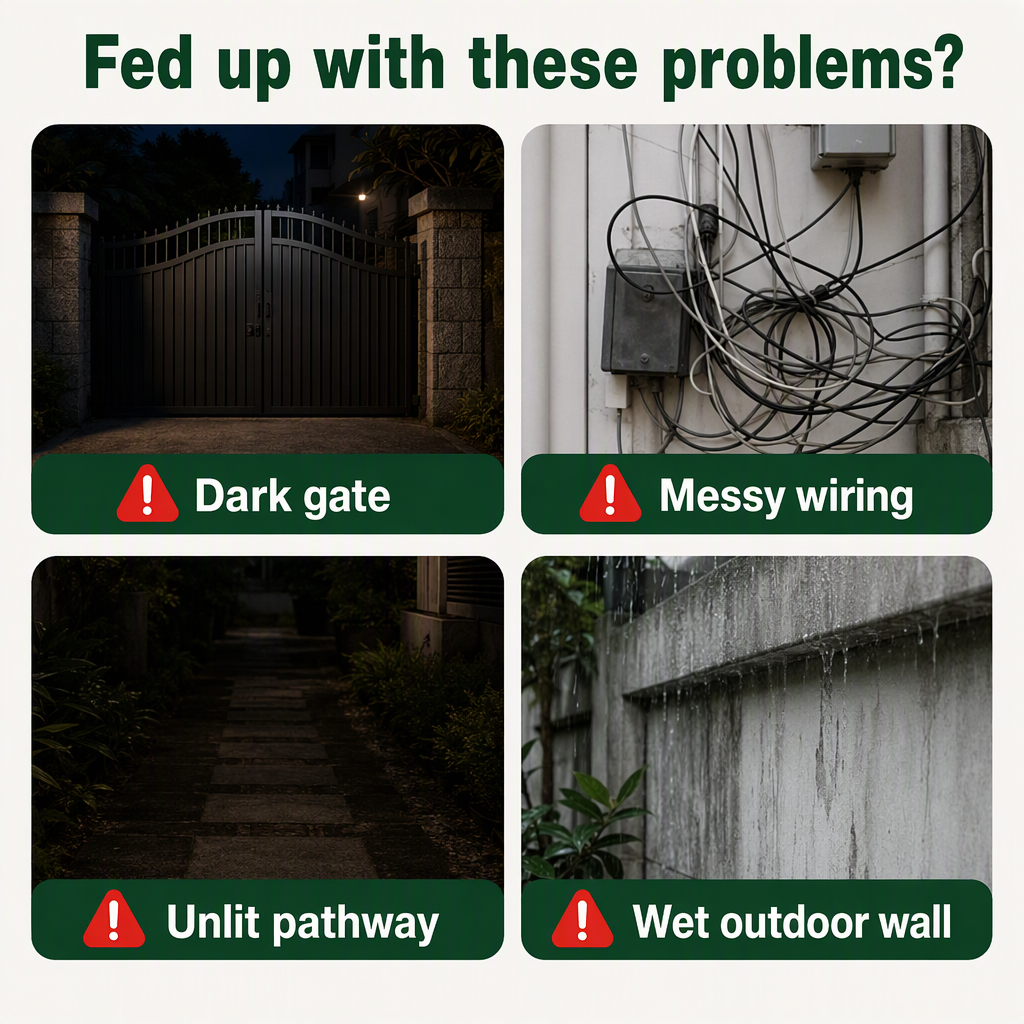 Solar LED Wall Lights Outdoor, Waterproof Wireless Super Bright Security Motion Sensor Light for Garage Yard Patio Garde