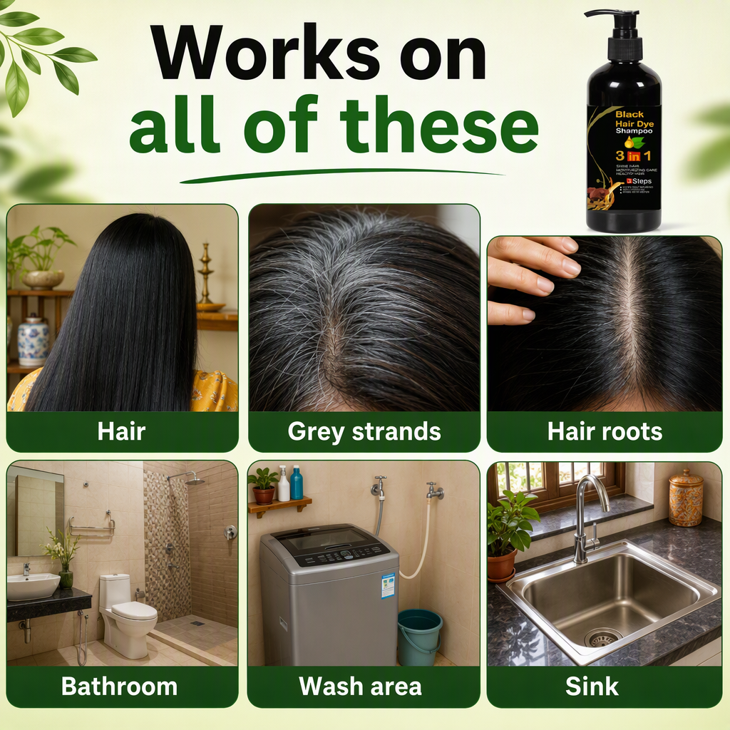 Unisex Instant Black Herbal Hair Dye Shampoo for Grey Hair Coverage 3 in 1(100ml) – places